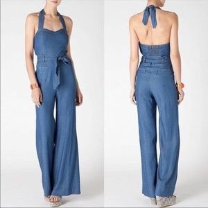 Anthropologie brand Elevenses chambray jumpsuit